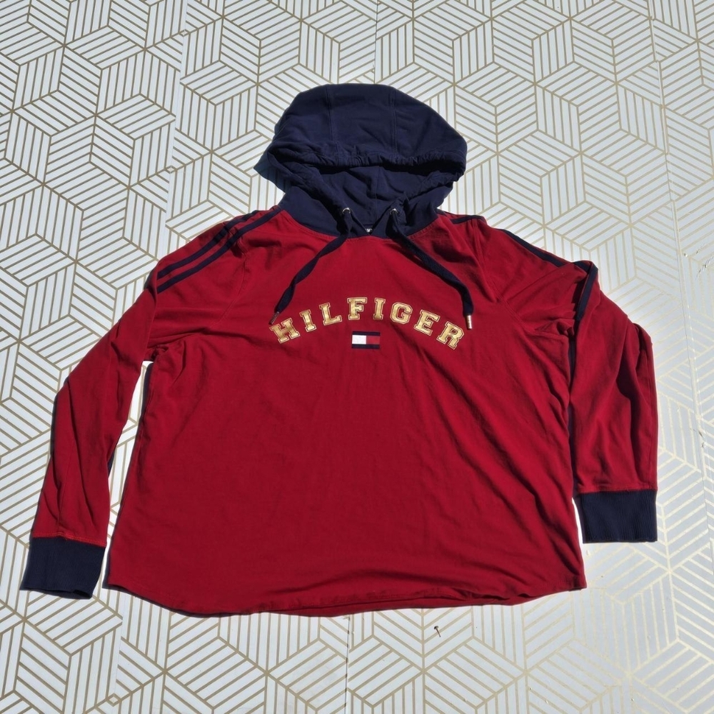 Women Pullover Hoodie Sweatshirt Red Blue Gold Sportswear Tommy Hilfiger